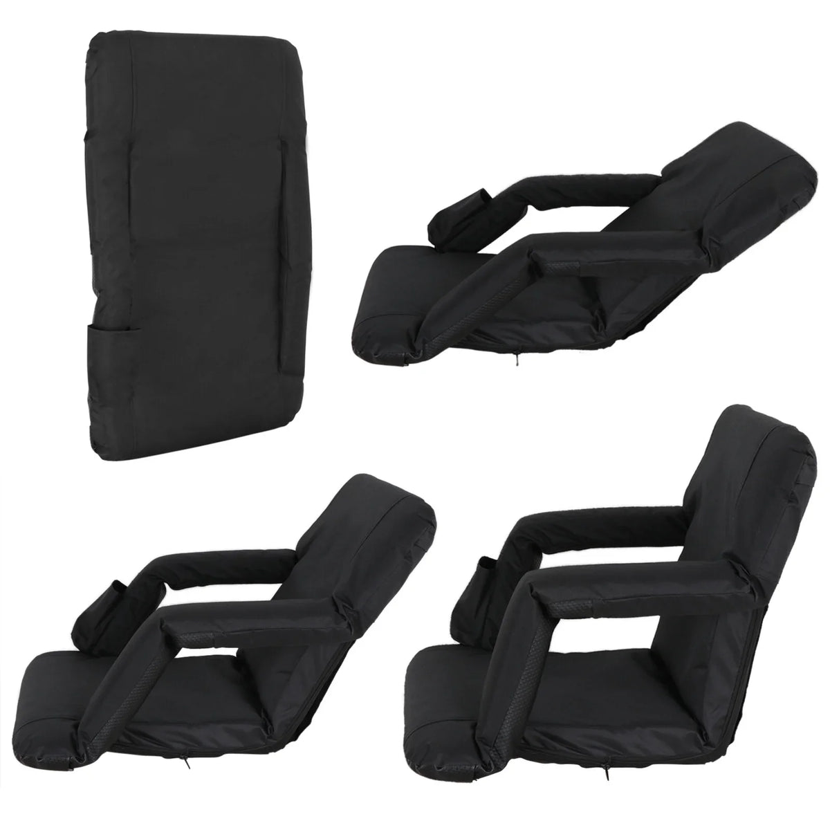 Chair Bleacher Seat Portable ZenSports Reclining for Black 6 Stadium Positions 2PCS