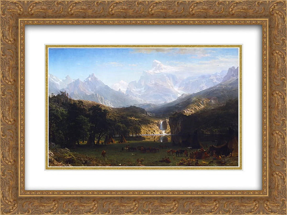 Framed Gold Matted Print Peak' Lander's Art Bierstadt 24x18 'The 2x Mountains, Ornate Albert Rocky
