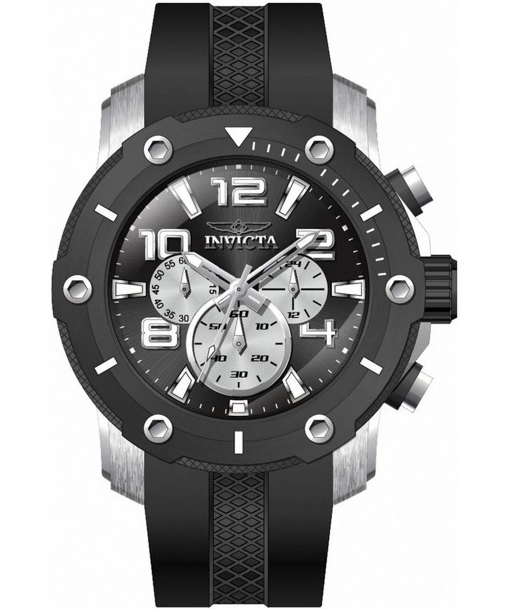 Watch Chronograph Invicta Black Quartz Diver Pro Men's 100M 45739 Strap Dial Silicone