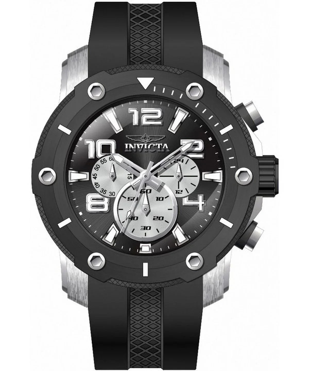 Watch Chronograph Invicta Black Quartz Diver Pro Men's 100M 45739 Strap Dial Silicone