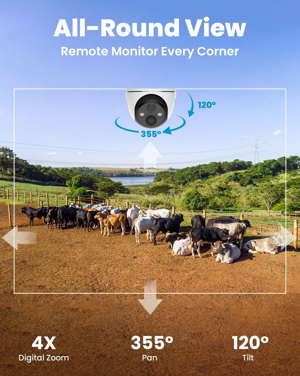 WiFi No Camera Camera, exterior, Wireless, Color Night LTE Powered, Vision, Cellular SIM&64GB Solar 2K PTZ, Included Security 360° SD 3G/4G Surveillance Card QHD,