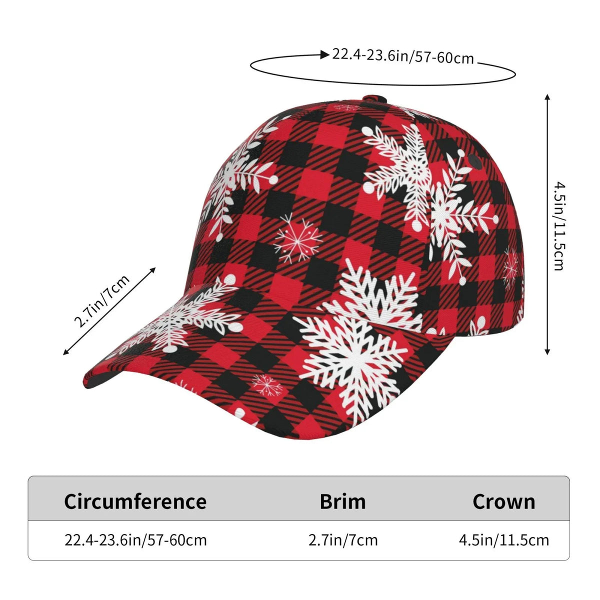 Plaid) Balery Buffalo Cap for Workouts Seasons exterior dimension On Baseball Dad Running A and All Hat(Snowflakes Activities Adjustable