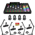 Studio Cable, Broadcast 4x II to ATH-M50x XLR SM7B Card Integrated microSD Production 4x M F 32BG 4x Pro Arm, Bundle Mic, RODECaster Audio with 4x Console Headphones,