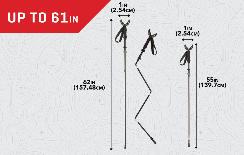 62" Hunting Tall, Monopod Black, to 1 Adjusts Backcountry Shooting Stick, 55" Company ct Allen Aluminum,