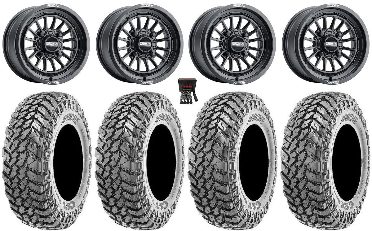 RZR XP Wheels Apache Black 15" 1000 Ranger MetalFX / 30" XP Polaris Tires 900/1000 PRO XP / Delta
