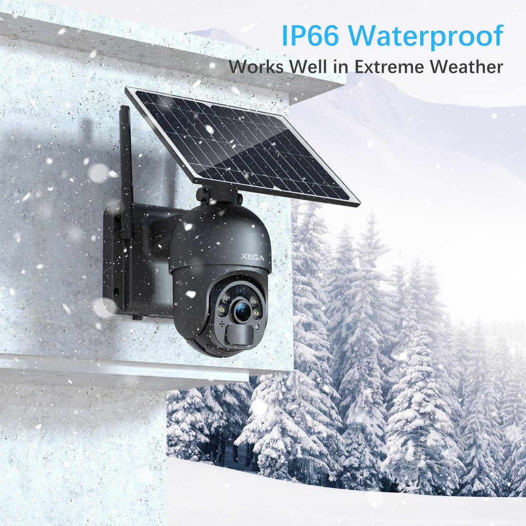 2-Way Need No Talk, Wireless 2K Zoom, Battery, 14400mAh Solar/Battery Pan Card, Tilt, 95° Camera Security Cellular IP66, Wifi 355° Xega Vision, LTE Rechargeable Power with 3G/4G 4X Night SIM exterior