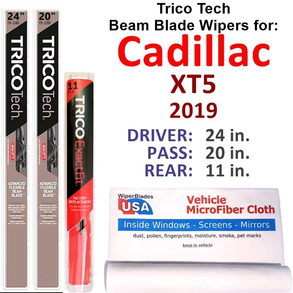 Beam (Set w/Rear Cadillac Wiper Blade Wipers XT5 Premium 2019 3) of