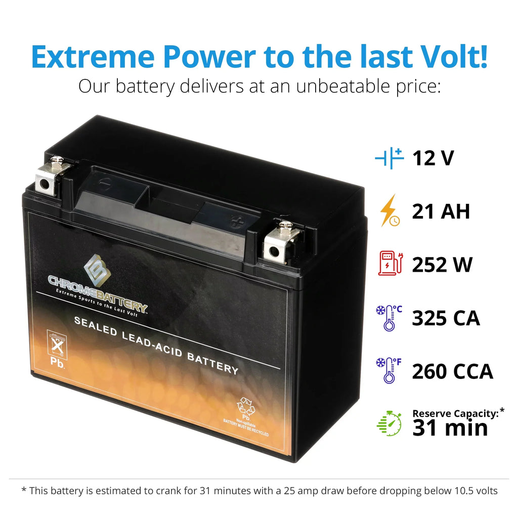 Volt,20 Ah, M6250h Cca) Y50-n18l-a3 Chrome replaces 44006 12 260 Gtx18l-bs Battery Sports Power (50-n18l-a3 Battery