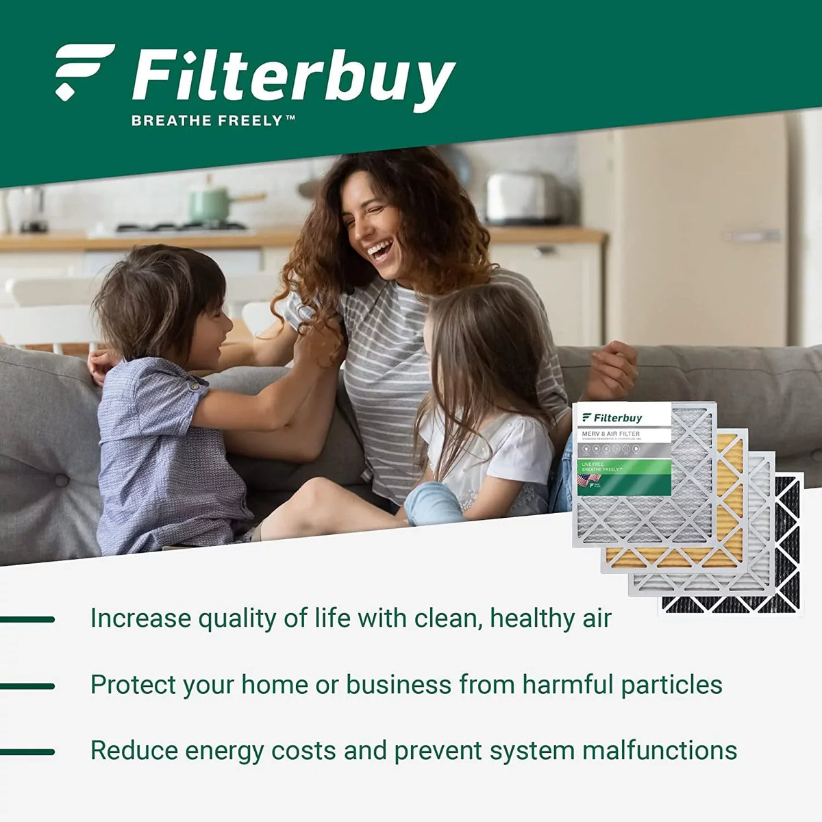 13 MERV Pleated Air Furnace Filterbuy AC Filters (3-Pack) HVAC 24x30x1