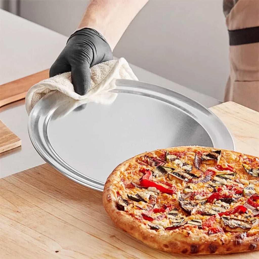 Wide Bakeware Pizza Tray Tray Pan 3 Baking for Tray Round 11” Kitchen Restaurants Rim- Pan Aluminum Set Pizza TrueCraftware- of Tray Home Baking Pizza Pizzeria & Round