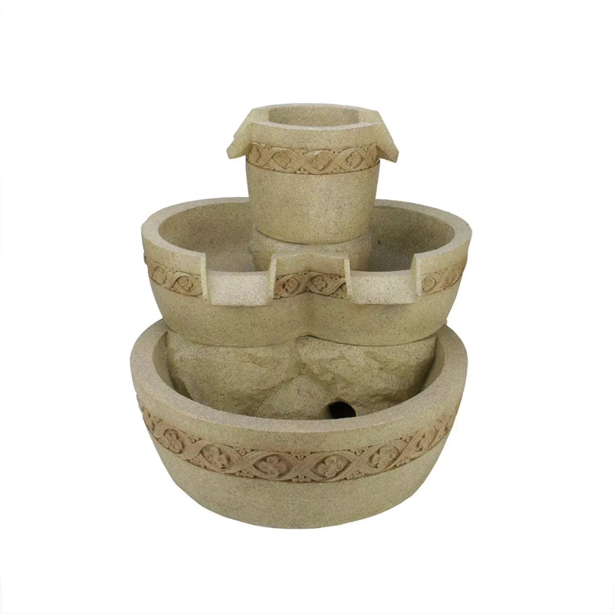 Floral LED Bowl liquid Three Patio 18.25" Garden Lighted exterior Tier Fountain