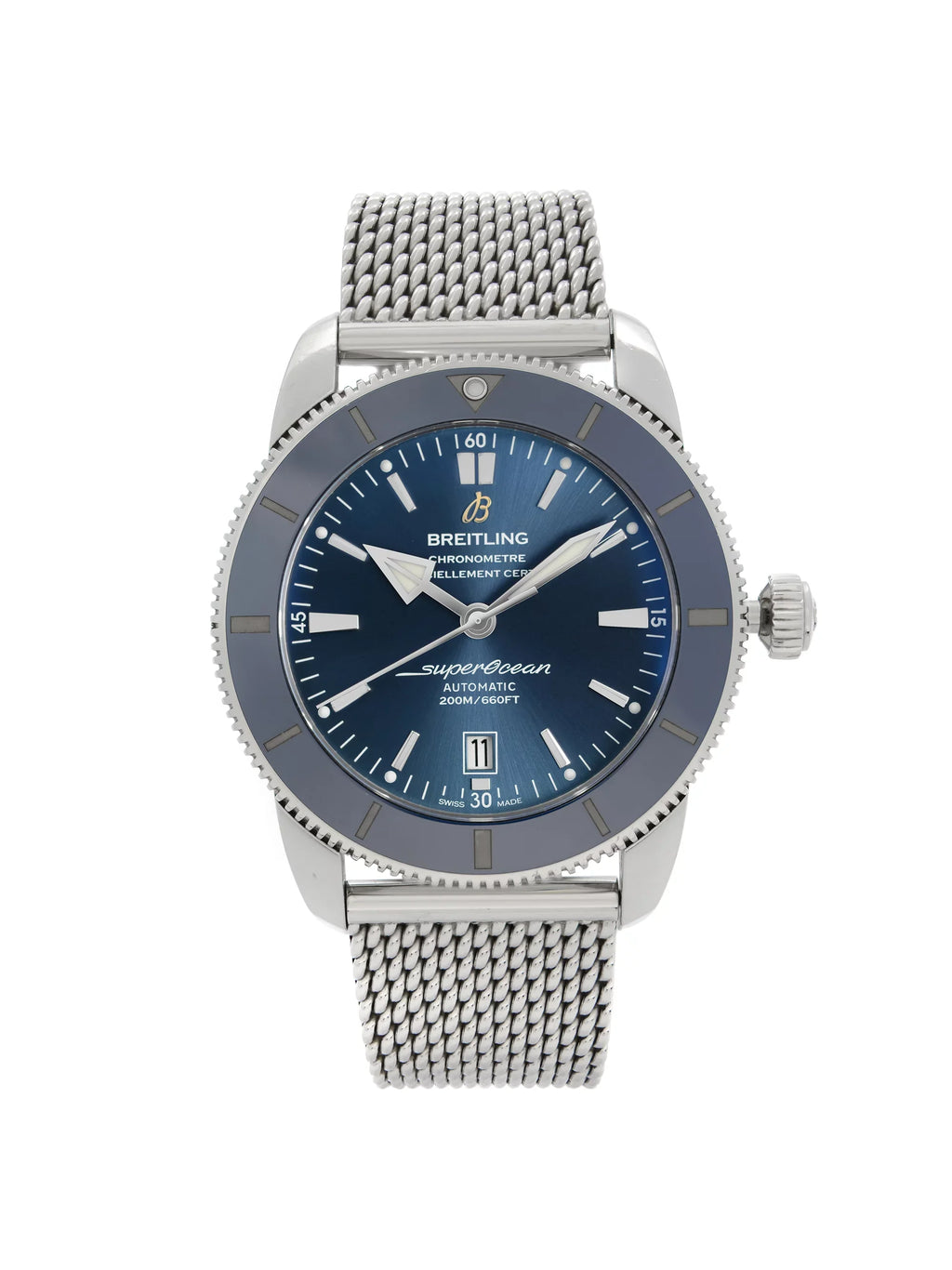 Super Mens Breitling Automatic Watch Blue Steel Heritage AB2020161C1A1 Dial