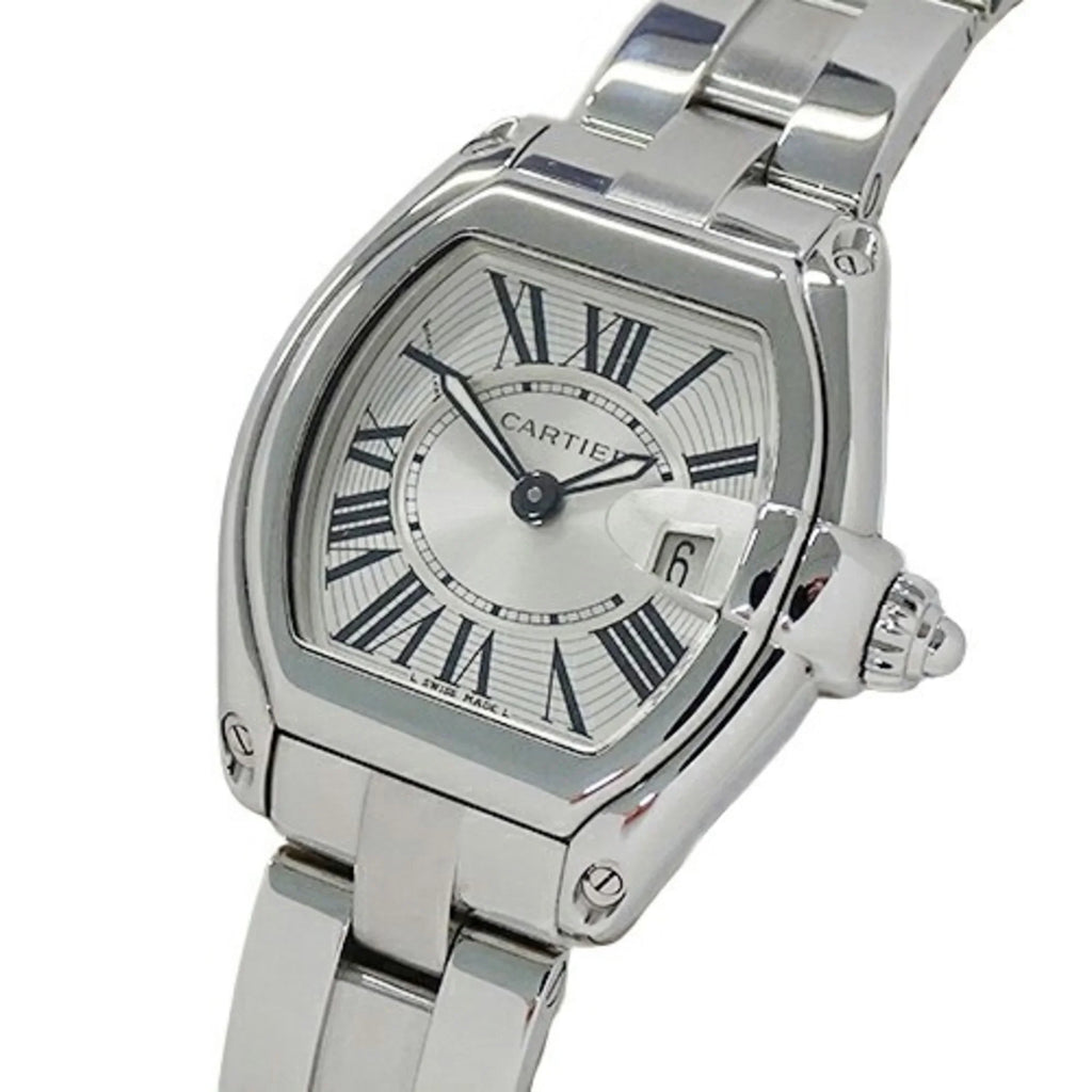 Stainless Ladies SS Steel Date Silver Quartz W62016V3 Cartier Pre-Owned (Fair) SM Roadster Polished Watch