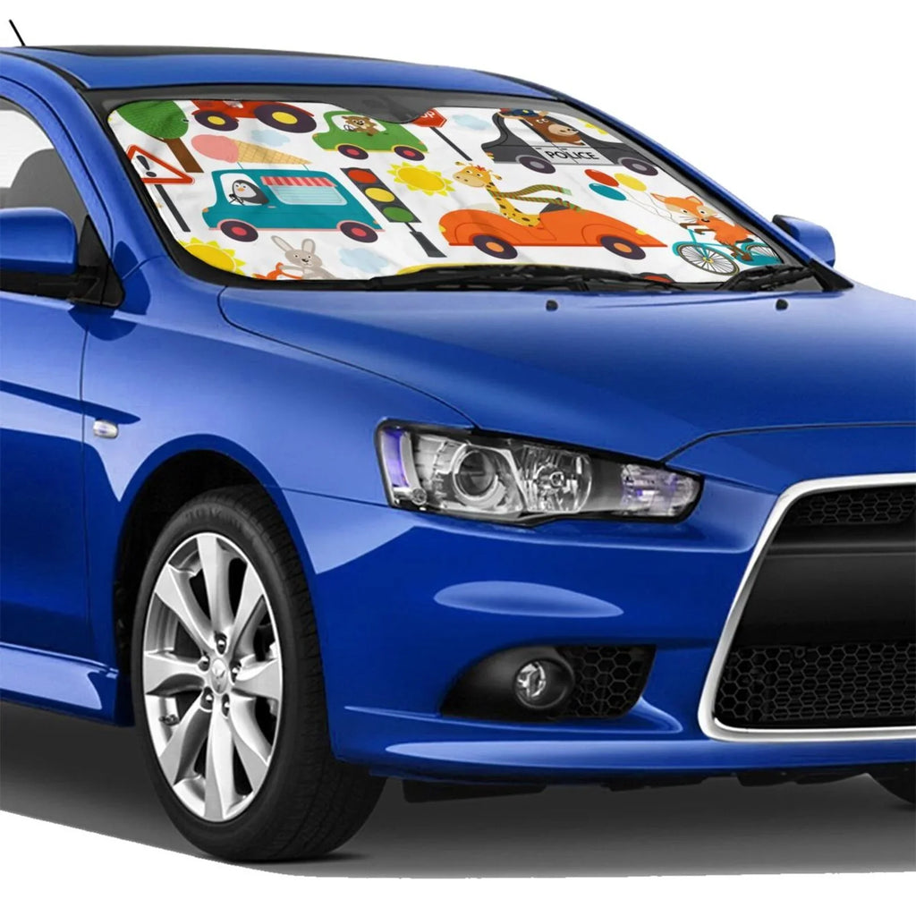 Small For Front Rays Portected Car Accessories- Window Balery Transports Truck Sun Cover Uv Shade, Interior ,Automotive Windshield Sunshade Suv Pickup Car With Animals Blocks