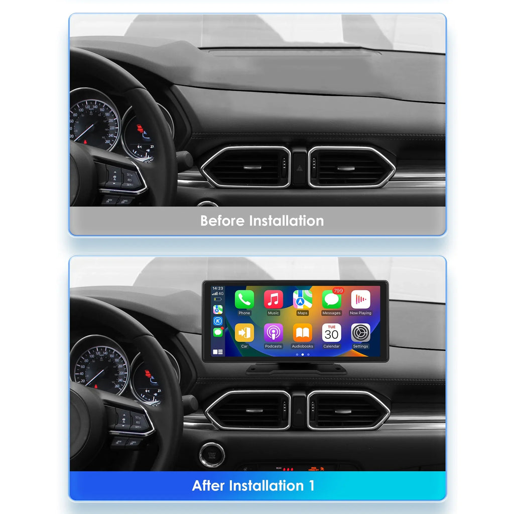 Android 360° Adjustable Head Carplay Mirror Auto Stereo 10.26" Touchscreen Car Navigation FM Radio Unit GPS Player Link Bluetooth