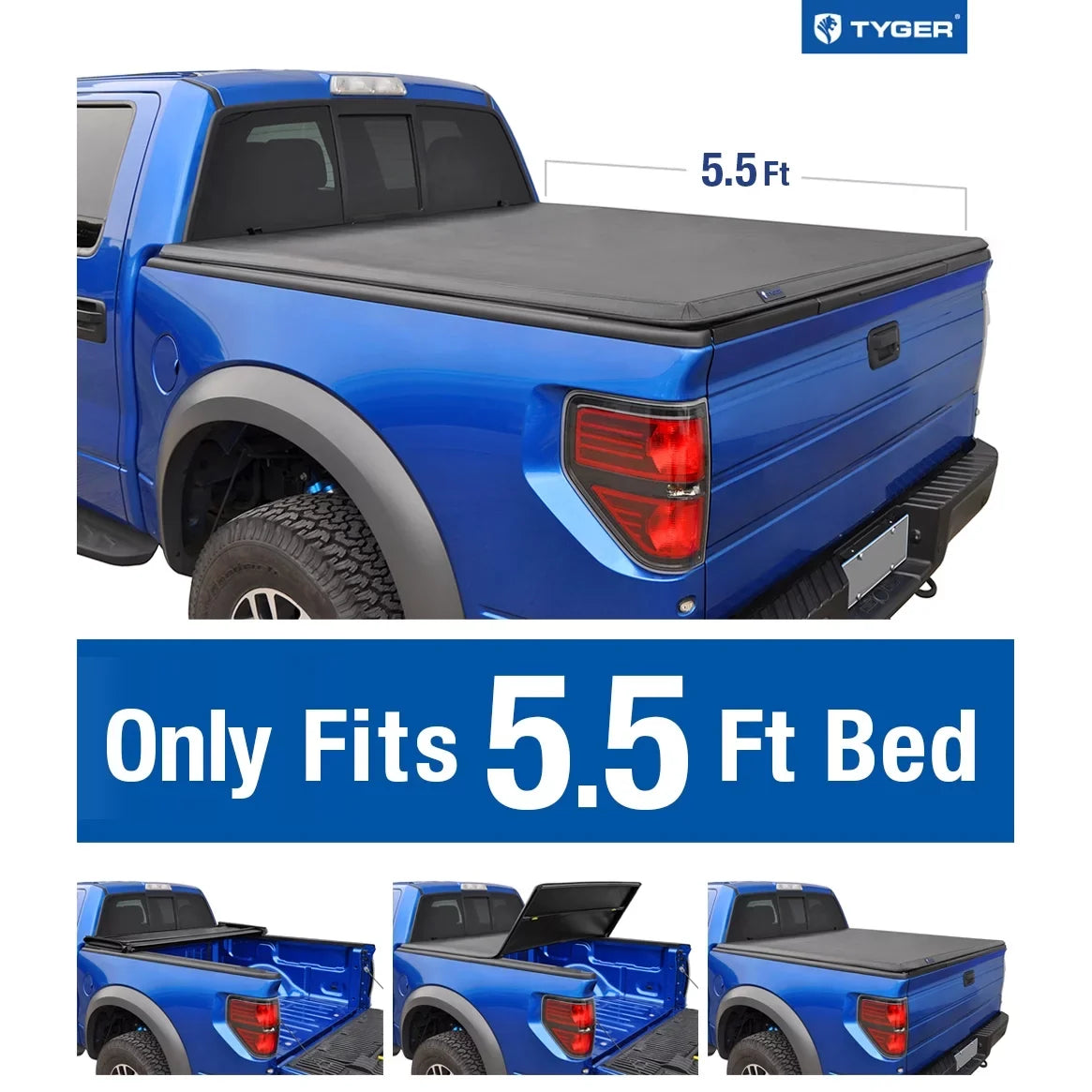 w/o 09-14 (66 For (NOT Stepside) Tri-Fold Series) Fit TG-BC3F1019 Track 5.5 2011 Tonneau Truck Cover Trifold inch) F-150 Utility feet 2010 2012 2013 (NOT Cover Pickup Raptor TYGER Bed Cargo Tonno