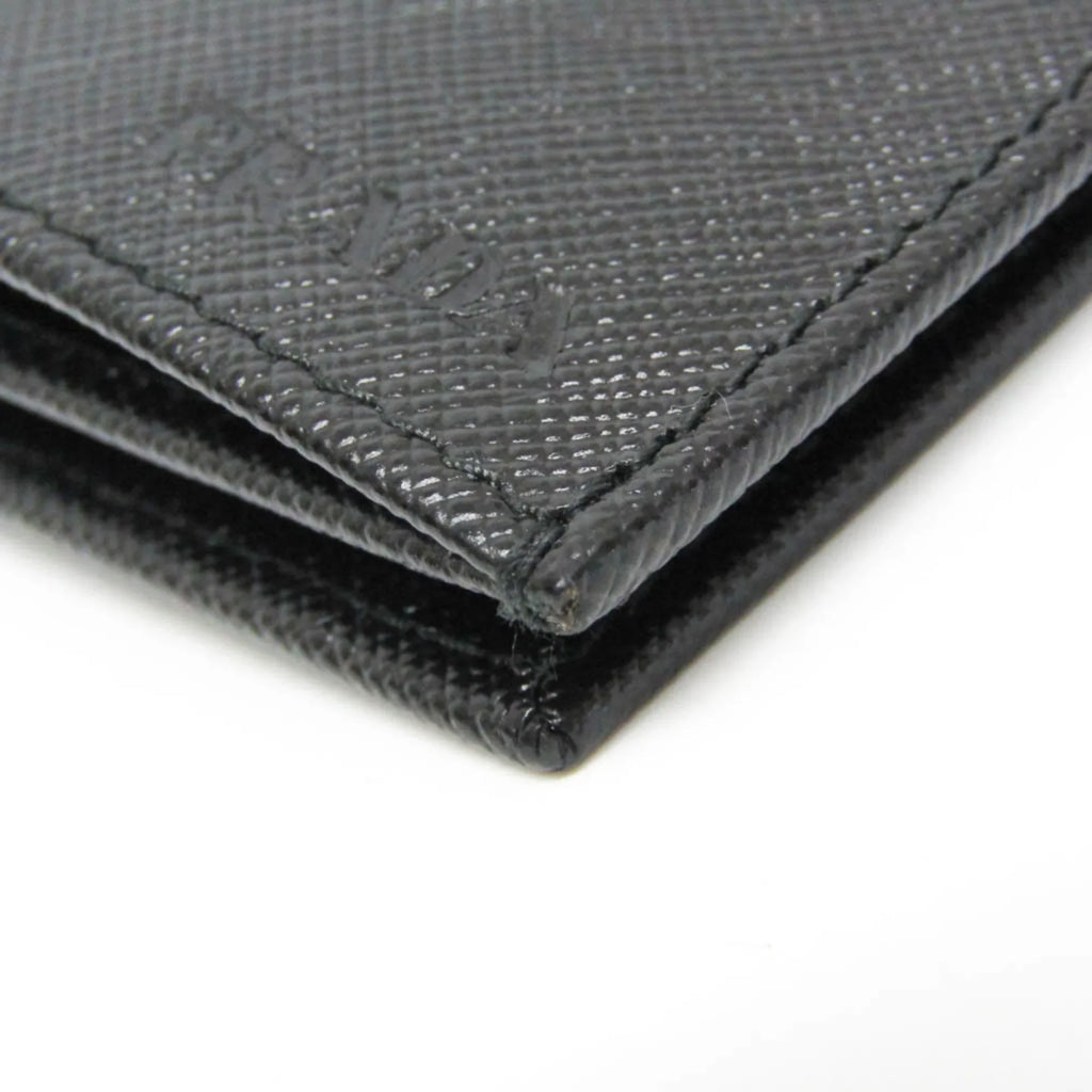 Men's 2M0836 Long Leather Prada (Good) (bi-fold) Black Pre-Owned Saffiano Wallet