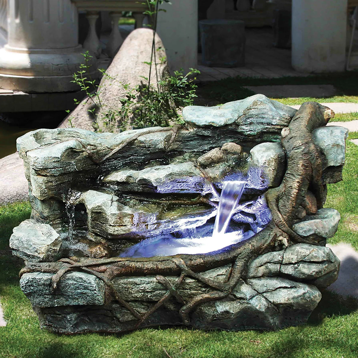 Staggered Canyon Rock Fountain Design Garden Cascading Toscano