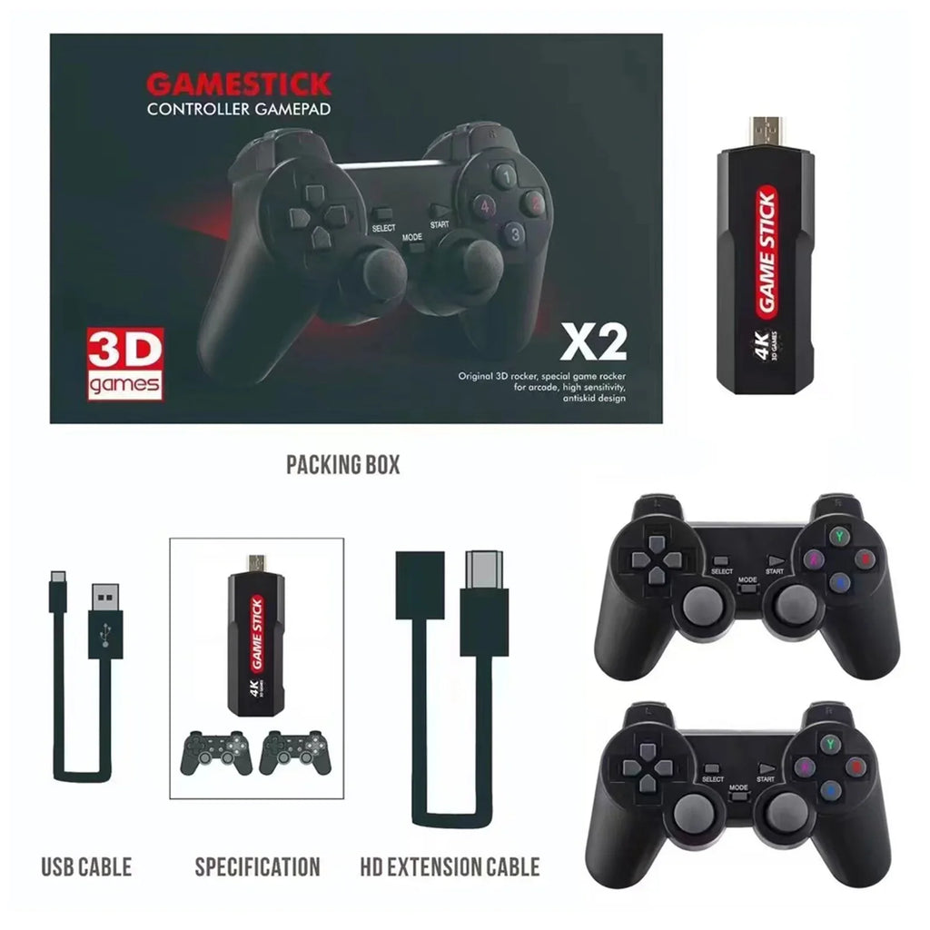 Upgrade Wireless X2 Plus Wireless Controller,30000+ Console Retro Game Games Games,128GB Double Console, Retro Stick