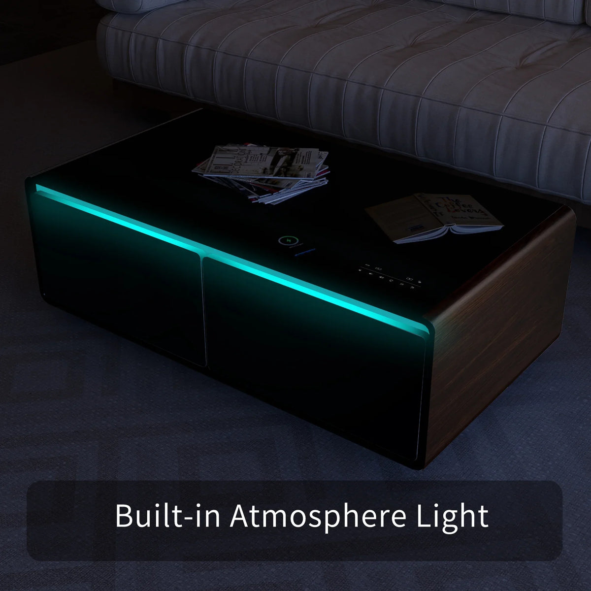 Atmosphere USB Touch Outlet with Speaker, Control Protection, Charging Fridge, Bluetooth Built-in Wireless Power light, Smart Interface, Socket, Panel, Brown Coffee Table Module, Modern