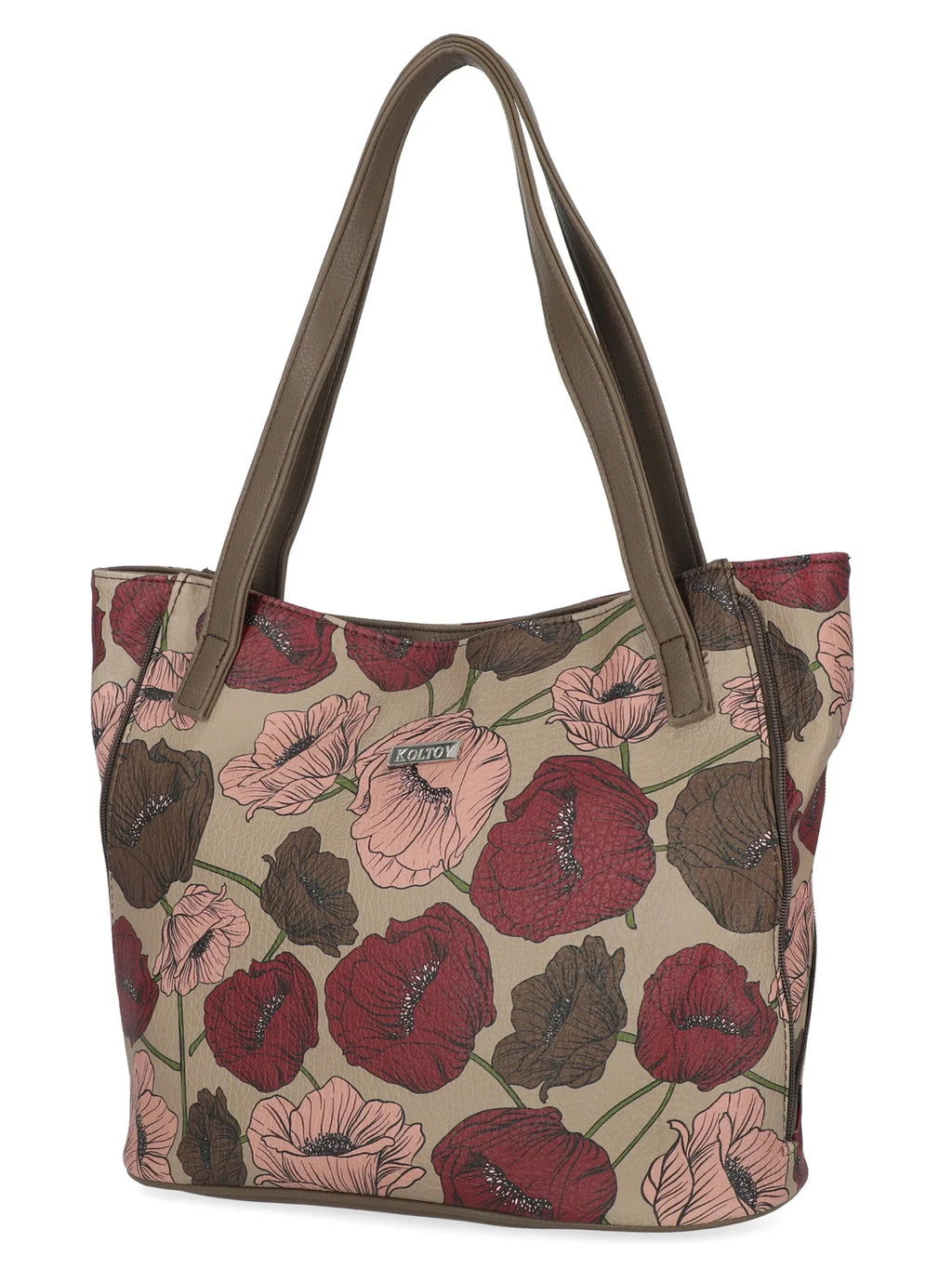 Koltov Marbella Bay Leather East / West Vegan Emily Leaf Tote,