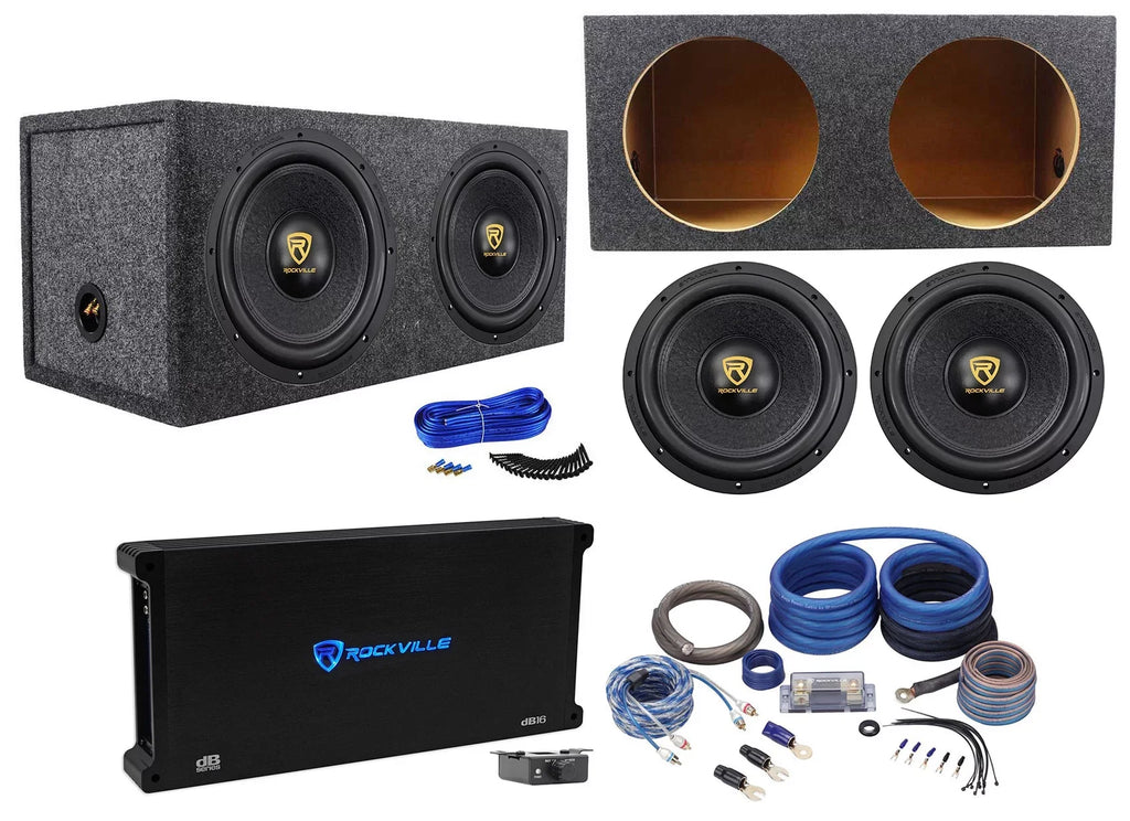 V3 Amplifier+Amp Sub 8000 Subwoofers+Sealed Kit Rockville Box+Mono 12" (2) Watt W12K9D2