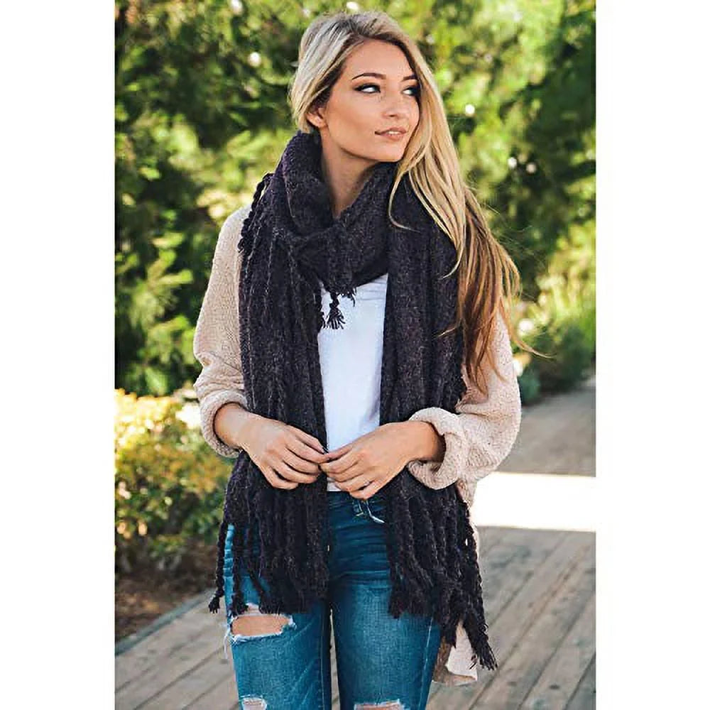 Pashmina for Classy Soft Warm Shawl Cozy Solid Tasseled Lightweight Oversized Blanket (Purple) Plaid Scarves Infinity Scarf Winter grade Scarfs women Chunky