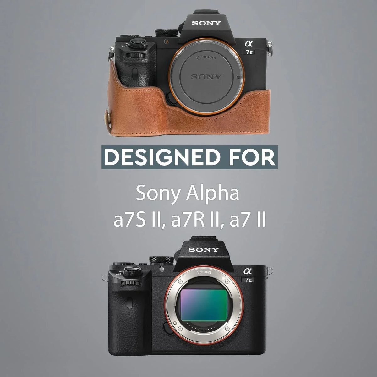 Half Brown Alpha II, Genuine A7R II and II, MG1130 Case A7S Camera Dark A7 MegaGear - Leather Strap