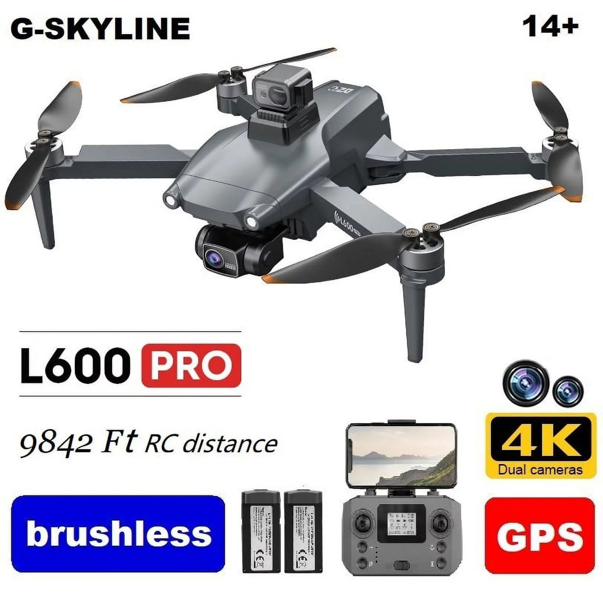 Power Camera Brushless 5G L600 Dural G-SKYLINE Full PRO Drone 3Km 4K FPV distance RC GPS