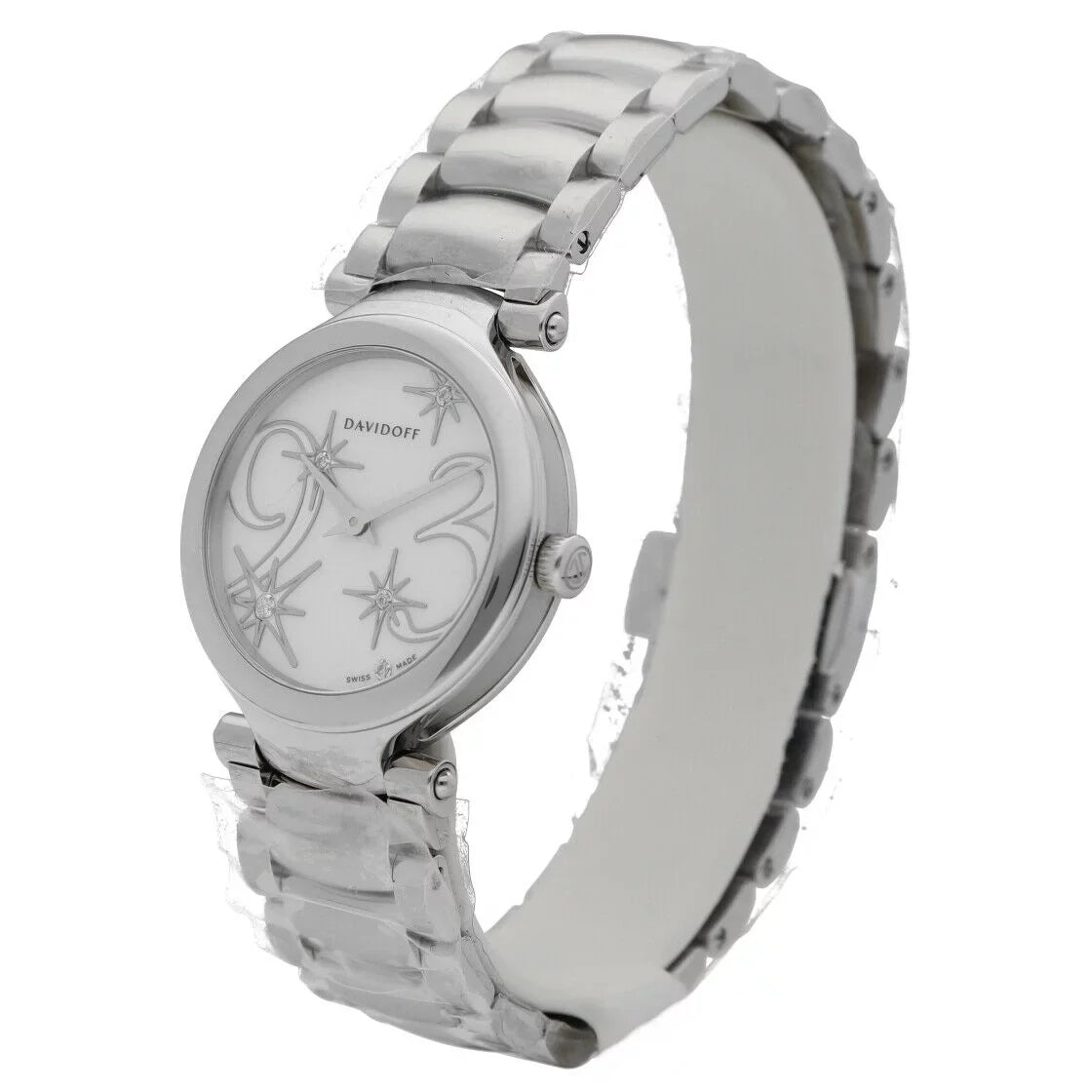 Stainless Women's Pearl Davidoff Steel 21156 Quartz of Watch Mother Lady 30mm