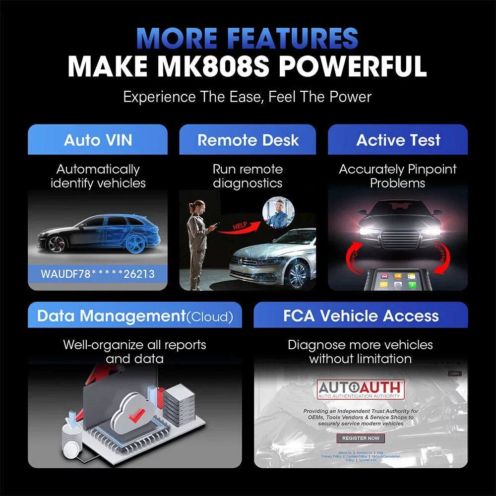 MX808 MK808 Test, 28+ Service, MaxiCOM Car OBD2 Scanner MK808S of Active All Diagnostic FCA MaxiCheck Reader Autoauth Updated Autel Diagnosis, Code System