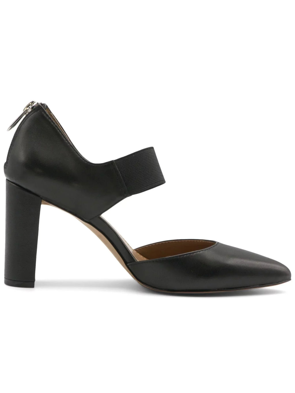 Leather Pointed 7 Block VITTADINI Womens Padded Toe Norst outfit Mary Pumps Jane Zip-Up ADRIENNE Stretch Black Shoes Heel M