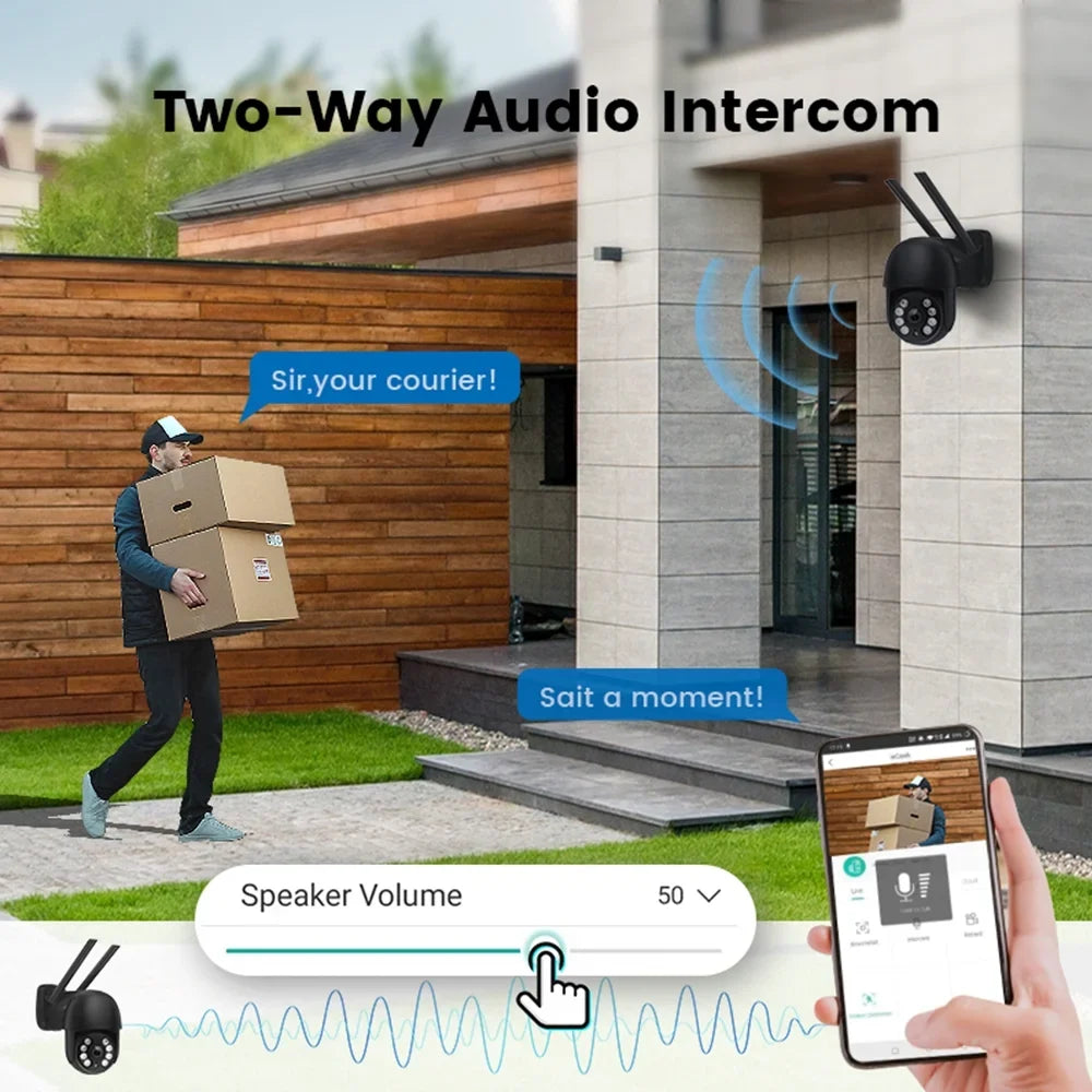 Camera and Audio, 2.4G with Surveillance 4MP exterior, Full Motion Color for Detection Wifi Vision, LISUEYNE Security Multi-Platform Wireless Night Siren, 2-Way Cameras Pan/Tilt