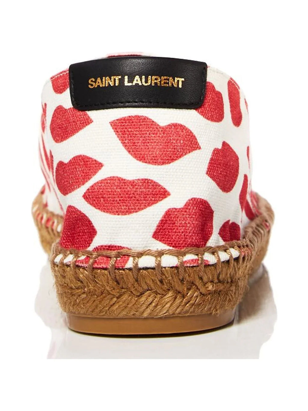 36 SAINT Shoes Printed Woven Logo Womens Platform Bianco Espadrille Red LAURENT Toe On Lip Slip Round