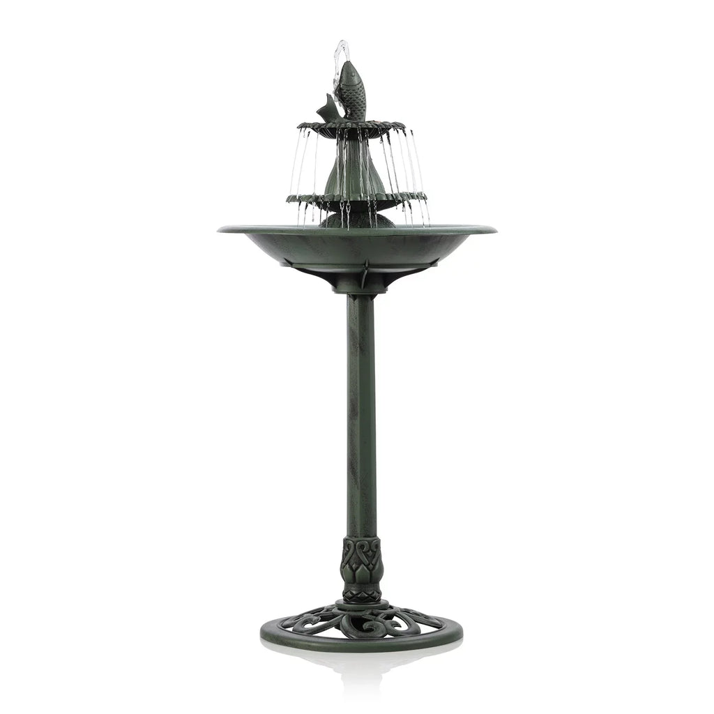 3-Tier Green Fountain Pedestal Bird Corporation Alpine Bath, Plastic