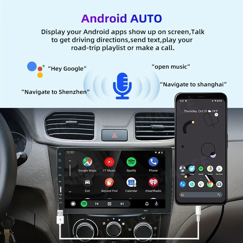 Car with Radio MP5 JMANCE Camera Auto Carplay Audio Single GPS Android 9" FM Din