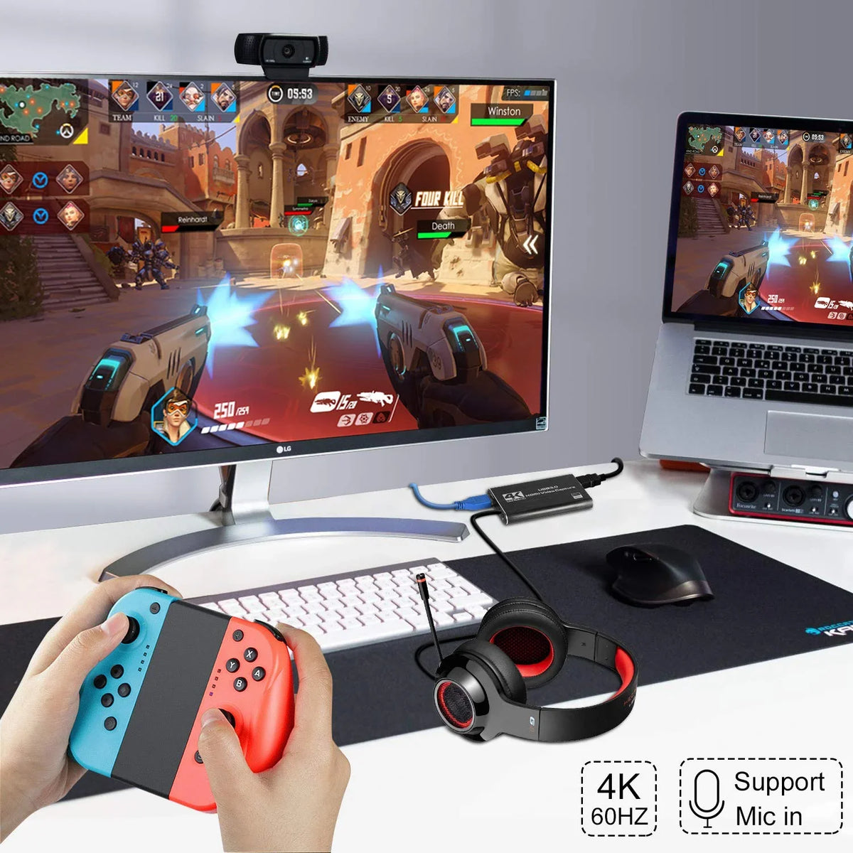 Support Capture PS4 Twitch for YouTube and One Device ANSTEN USB3.0 Game Streaming OS Windows Capture Video Linux Game X Card, HDMI 60HZ Recording OBS 4K Xbox System to Use