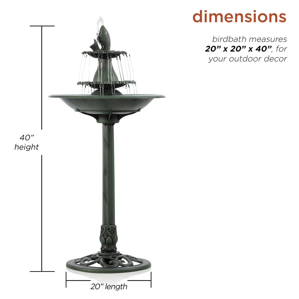 3-Tier Green Fountain Pedestal Bird Corporation Alpine Bath, Plastic