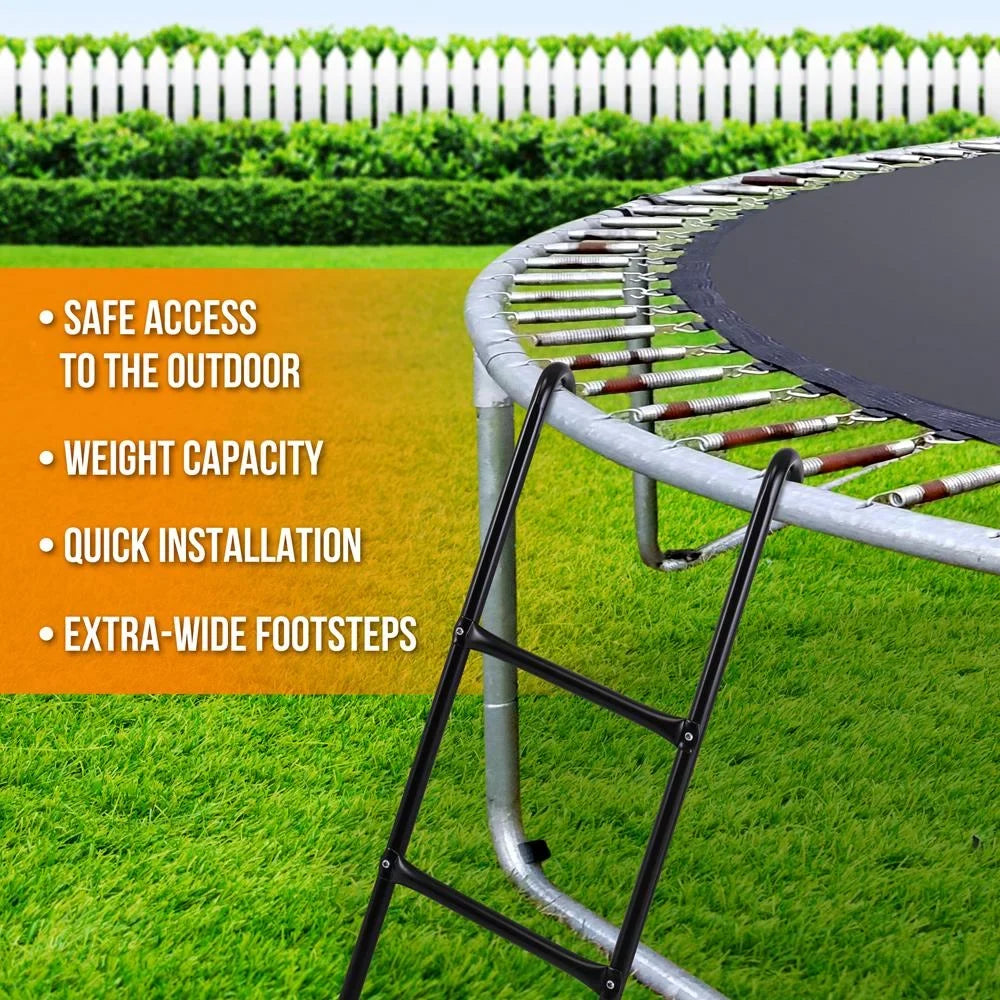 climate Trampoline 13.0’’ Galvanized Climbing SereneLife -inches Step 39.8’’ Safety Ladder Resistant x Steel Trampoline 2 x 4.7’’