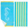 / Beach x 60", Home Great Towel Printed 30" Seahorse (2 Blue Cotton 2-Pack Pack Yellow) - Bay