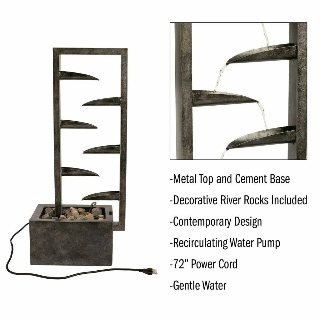 Inch Zen Metal Concrete Backyard 34 Waterfall exterior Fountain Oasis