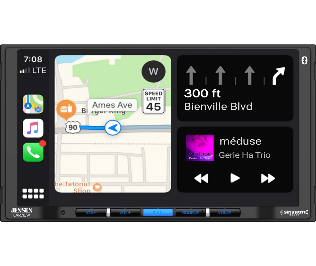and SiriusXM-Ready Android l CarPlay Wireless with Wired 7” Receiver Mechless Built-in l | Bluetooth Input USB Multimedia Wired Jensen Charging l Wireless with Auto CAR710W and