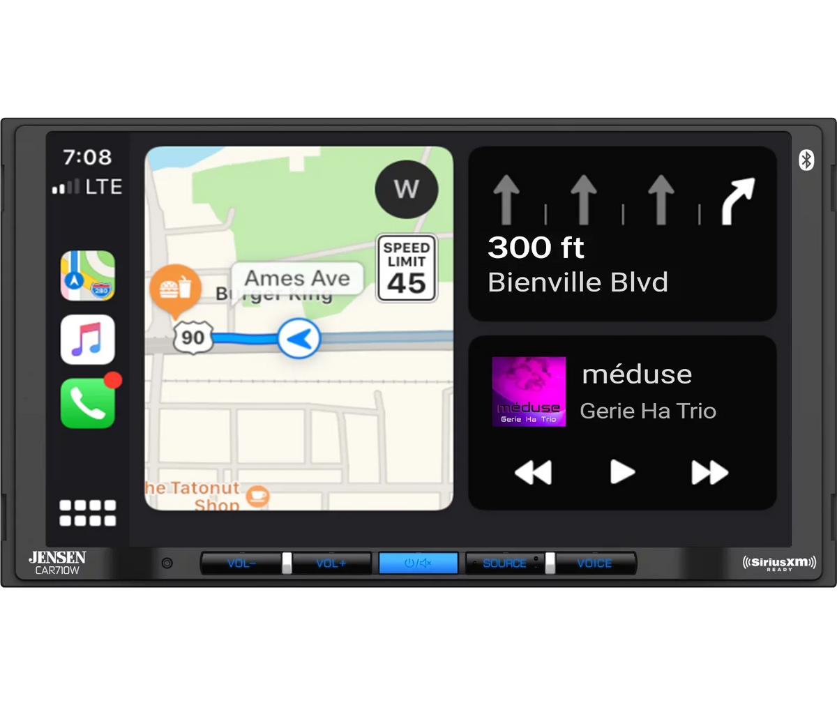 and SiriusXM-Ready Android l CarPlay Wireless with Wired 7” Receiver Mechless Built-in l | Bluetooth Input USB Multimedia Wired Jensen Charging l Wireless with Auto CAR710W and