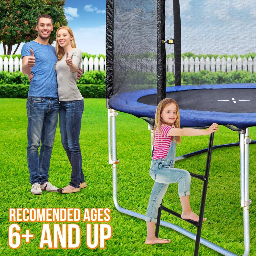 climate Trampoline 13.0’’ Galvanized Climbing SereneLife -inches Step 39.8’’ Safety Ladder Resistant x Steel Trampoline 2 x 4.7’’