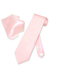 PINK Men's 100% Handkerchief Biagio SILK Set Solid Neck LIGHT Tie Color NeckTie