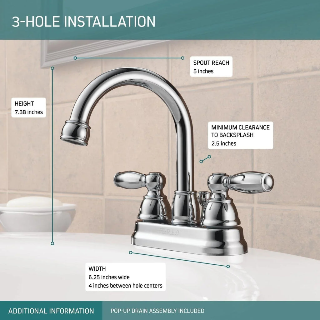 Faucet Claymore Handle P299685LF Peerless in Bathroom Two Chrome