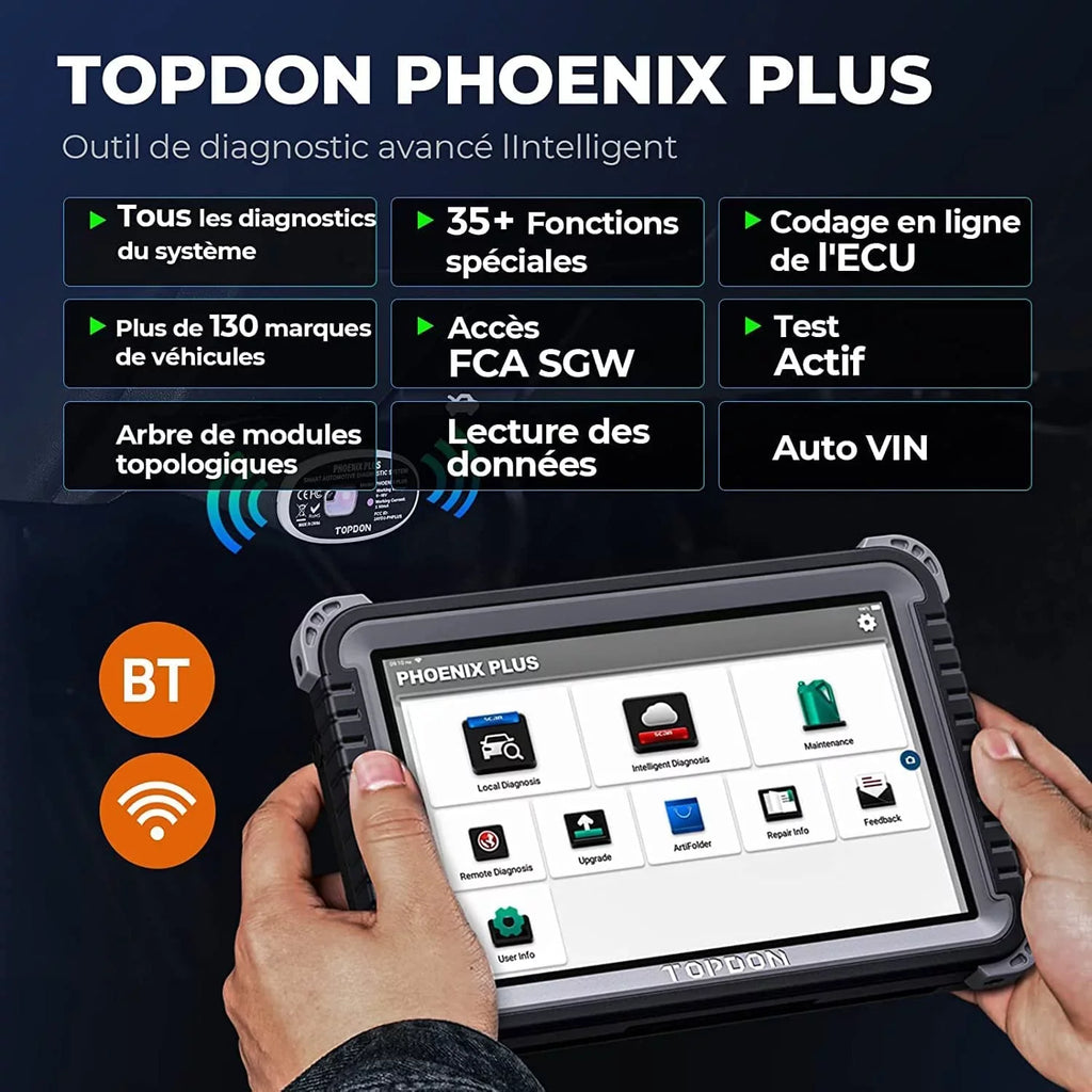 Diagnostic Scanner Scan Matching,34 Car Key ECU Coding, TOPDON Reset Tool OBD2 Bi-directional Services Plus Advanced Phoenix