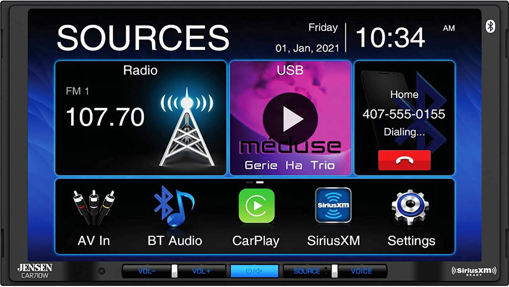 and SiriusXM-Ready Android l CarPlay Wireless with Wired 7” Receiver Mechless Built-in l | Bluetooth Input USB Multimedia Wired Jensen Charging l Wireless with Auto CAR710W and