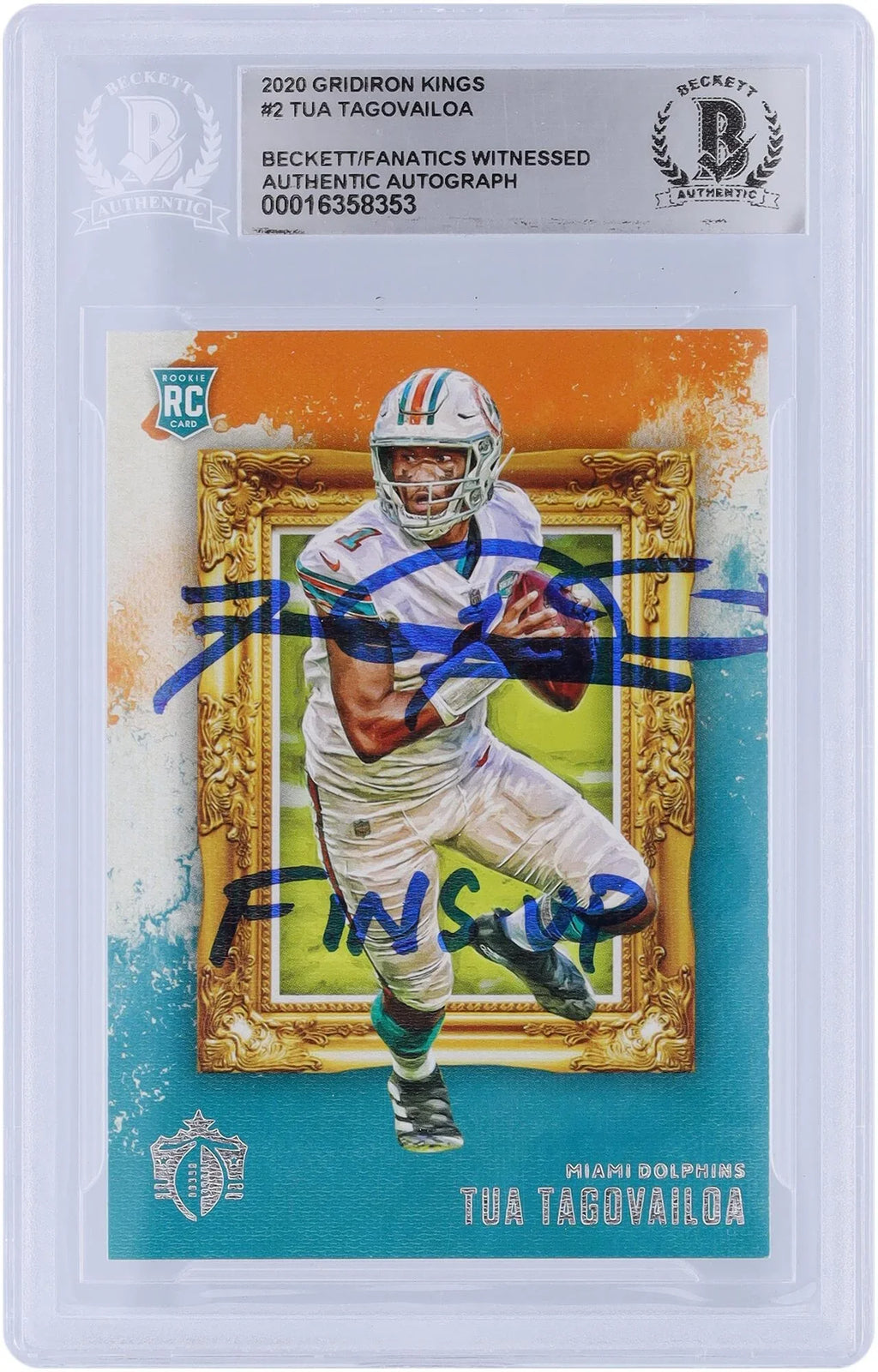 Miami Inscription Witnessed Card Fanatics Rookie Kings Authenticated Authentic #GK-2 Tagovailoa "Fins Chronicles - Beckett Up" Panini 2020 Tua Autographed Dolphins with Gridiron Certified Fanatics