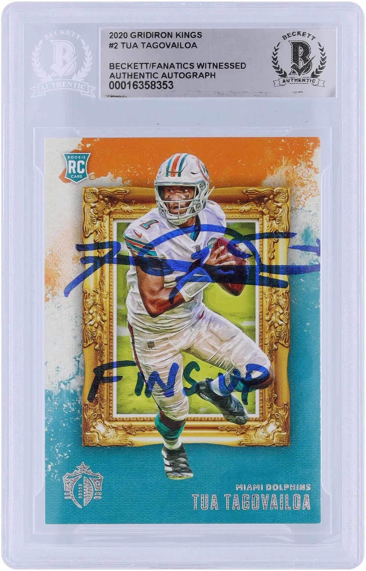 Miami Inscription Witnessed Card Fanatics Rookie Kings Authenticated Authentic #GK-2 Tagovailoa "Fins Chronicles - Beckett Up" Panini 2020 Tua Autographed Dolphins with Gridiron Certified Fanatics